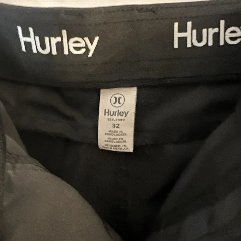 Hurley Men’s Pants Black Jet Set Tech 32W Slim Tapered Stretch Size 32